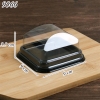 Hộp W09 đựng bánh vuông nắp vòm – màu đen TQ