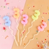 Nến số 3 màu pastel