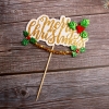 QC - Que cắm merry christmas dây vàng.