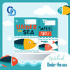 GB01 - Vở Under the sea Cá 4+5 ô ly 48tr, ĐL 100gsm
