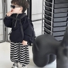 Áo dài nỉ đen kéo Kbaby