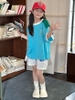 Set Áo Ngắn Xanh Quần Thun Xám TC