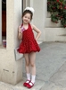 Váy Ngắn Bi Đỏ Cột Dây ZM