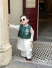 Set Áo Dài Kem Choàng Xanh Hình Rồng