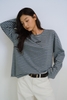 Dusty Blue Striped Long Sleeves T-Shirt