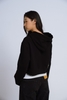 Black Embroider Private Hoodie Zip Cropped