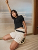 Black Cotton Twill Slub Babytee