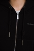 Black Embroider Private Hoodie Zip Cropped