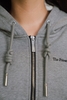Black Embroider Private Hoodie Zip Cropped