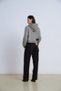 Black Embroider Private Hoodie Zip Cropped