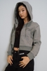 Black Embroider Private Hoodie Zip Cropped