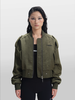 Cropped Nylon Twill Bomber Jacket