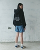 Dark Embroidered Slogan Wash Hoodie