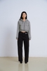 Black Embroider Private Hoodie Zip Cropped
