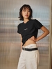 Black Cotton Twill Slub Babytee