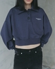 Black & Darkblue Cropped Polo Sweater