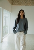 Dusty Blue Striped Long Sleeves T-Shirt