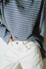 Dusty Blue Striped Long Sleeves T-Shirt