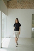 Dark Blue Cotton Twill Slub Baby Tee