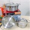 Bộ Nồi Inox 3 Món Kèm Nắp Đậy 16cm-18cm-20cm