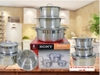 Bộ Nồi Inox 3 Món Kèm Nắp Đậy 16cm-18cm-20cm