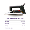 Bàn ủi khô Philips HD1172/01 – Công suất 1000 W, đế nhôm trượt, dây dài 1.9 m