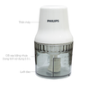 Máy xay thực phẩm Philips HR1393/00 công suất 450W, cối nhựa 0.7L, lưỡi thép không gỉ, xay thịt, rau củ nhanh chóng