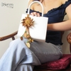 Charm hoa dã quỳ iSeren, da dê cao cấp, da thật handmade, móc khóa, charm treo túi xách, quà tặng cao cấp