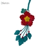 Charm hoa trà iSeren, da dê cao cấp, da thật handmade, móc khóa, charm treo túi xách, quà tặng cao cấp