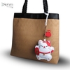 Charm Mèo Thần Tài (Maneki Neko) iSeren, da bò cao cấp, da thật handmade, móc khóa, charm treo túi xách, quà tặng cao cấp