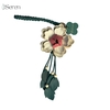 Charm hoa trà iSeren, da dê cao cấp, da thật handmade, móc khóa, charm treo túi xách, quà tặng cao cấp