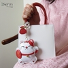 Charm Mèo Thần Tài (Maneki Neko) iSeren, da bò cao cấp, da thật handmade, móc khóa, charm treo túi xách, quà tặng cao cấp