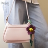 Charm hoa trà iSeren, da dê cao cấp, da thật handmade, móc khóa, charm treo túi xách, quà tặng cao cấp