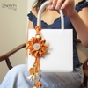 Charm hoa dã quỳ iSeren, da dê cao cấp, da thật handmade, móc khóa, charm treo túi xách, quà tặng cao cấp