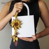 Charm hoa dã quỳ iSeren, da dê cao cấp, da thật handmade, móc khóa, charm treo túi xách, quà tặng cao cấp