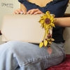 Charm hoa dã quỳ iSeren, da dê cao cấp, da thật handmade, móc khóa, charm treo túi xách, quà tặng cao cấp