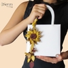 Charm hoa dã quỳ iSeren, da dê cao cấp, da thật handmade, móc khóa, charm treo túi xách, quà tặng cao cấp