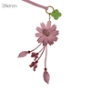 Charm hoa cúc iSeren, da dê cao cấp, da thật handmade, móc khóa, charm treo túi xách, quà tặng cao cấp