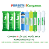 Combo 9 lõi lọc nước máy KG110 Kangaroo (123, RO 50GPD, Nano, Alkaline, Maifan, Orp, 5in1)