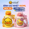 Bình Giữ Nhiệt B.Duck 460ml Cho Bé – Inox 316 Cao Cấp, 2 Kiểu Uống, Kèm Túi Đeo Dễ Thương