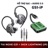 Tai nghe Plextone G31 Âm Thanh Định Vị Chuẩn Xác | Jack 3.5mm | Mic Đàm Thoại |  - Combo Tai Nghe Plextone G31 + Jack GS1-iP