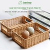Khay nhựa giả mây có tay 26x19H8cm
