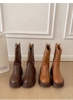 Giày boot cao cổ thêu họa tiết vintage đế bánh mì_B02