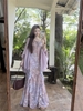 Váy hoa loang phối khắn choàng voan_V43