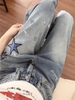 Quần jeans ống rộng thêu ngôi sao_E11