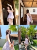 Áo hai dây hoa nhí phối chân váy ren_V50