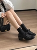 Giày Oxford nữ cao gót đế vuông phối dây buộc_X01