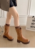 Giày boot cao cổ thêu họa tiết vintage đế bánh mì_B02