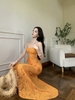 Váy maxi ren dáng ôm phối hoa_Y116