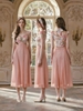 LaceMade váy dài cổ vuông tay ngắn nữ tính_Y110